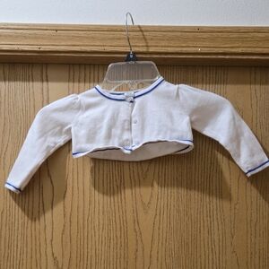 Janie and Jack Cream Cardigan with Blue Trim